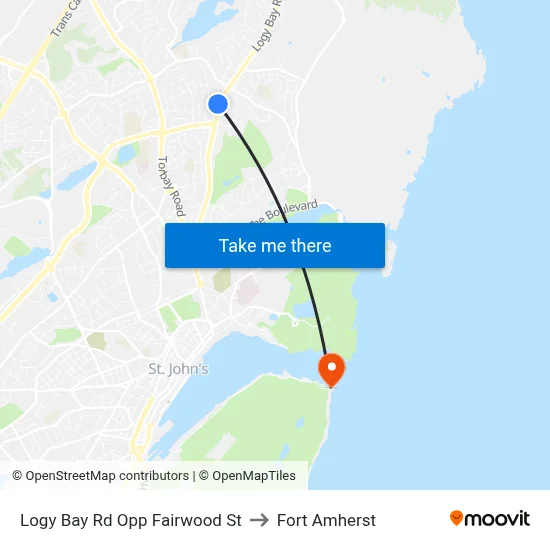 Logy Bay Rd Opp Fairwood St to Fort Amherst map