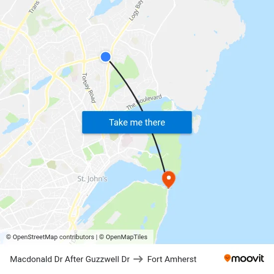 Macdonald Dr After Guzzwell Dr to Fort Amherst map