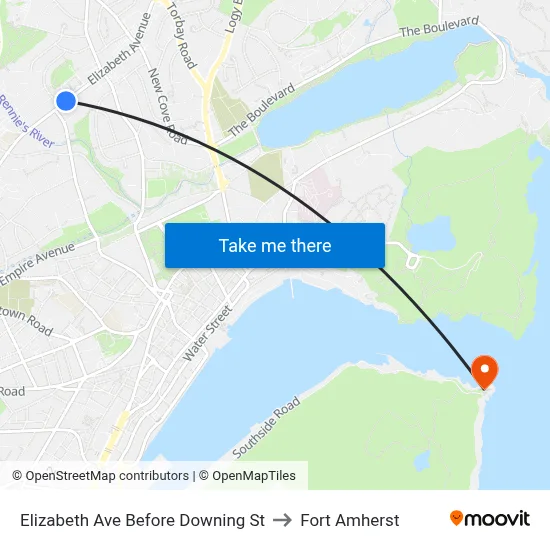 Elizabeth Ave Before Downing St to Fort Amherst map