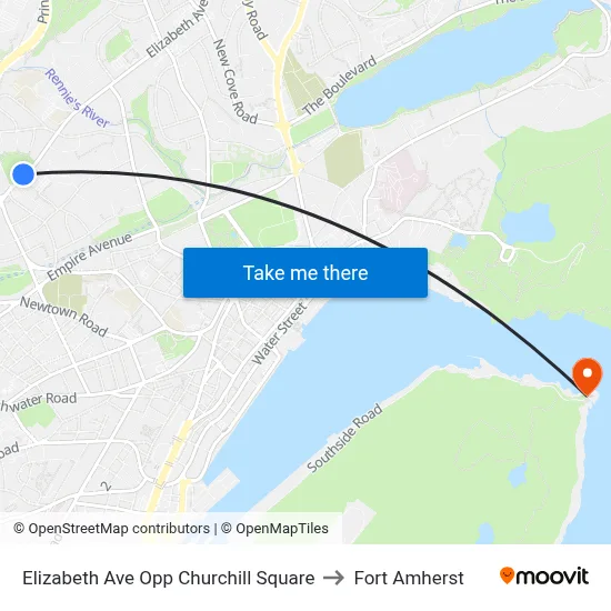 Elizabeth Ave Opp Churchill Square to Fort Amherst map