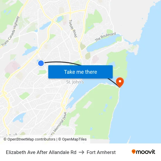 Elizabeth Ave After Allandale Rd to Fort Amherst map