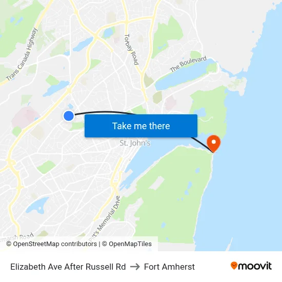 Elizabeth Ave After Russell Rd to Fort Amherst map