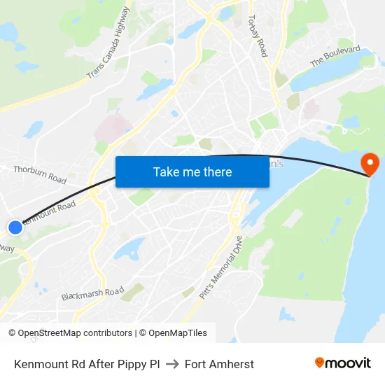 Kenmount Rd After Pippy Pl to Fort Amherst map