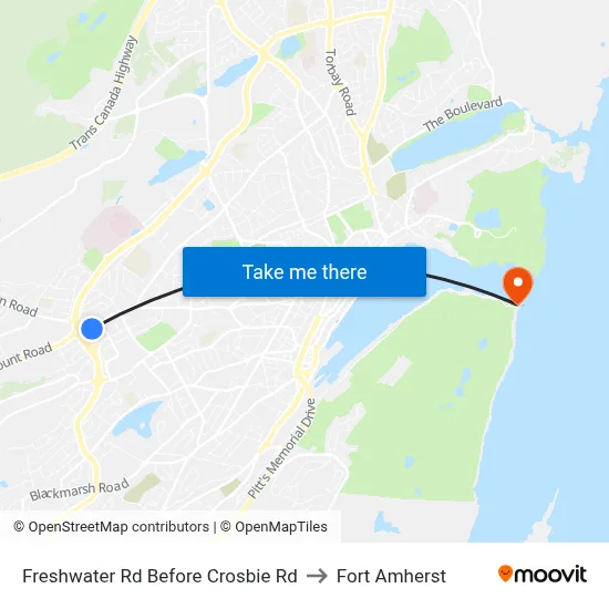 Freshwater Rd Before Crosbie Rd to Fort Amherst map