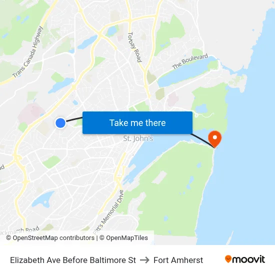Elizabeth Ave Before Baltimore St to Fort Amherst map