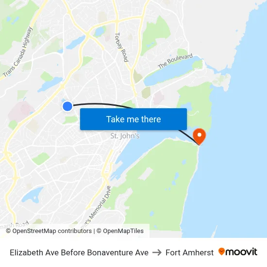 Elizabeth Ave Before Bonaventure Ave to Fort Amherst map