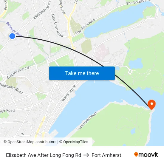Elizabeth Ave After Long Pong Rd to Fort Amherst map