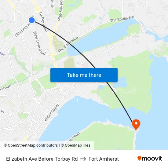 Elizabeth Ave Before Torbay Rd to Fort Amherst map