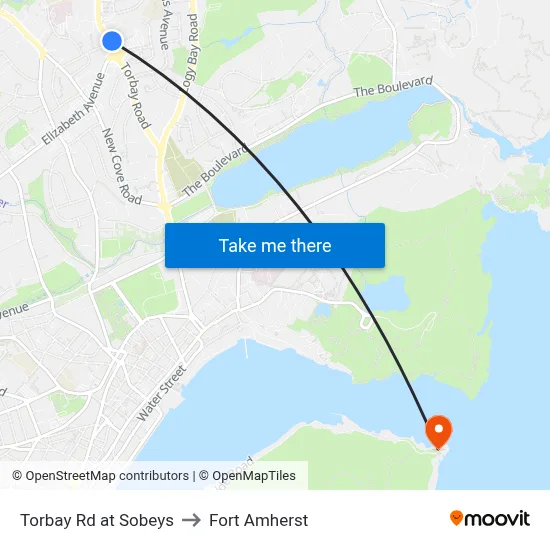 Torbay Rd at Sobeys to Fort Amherst map