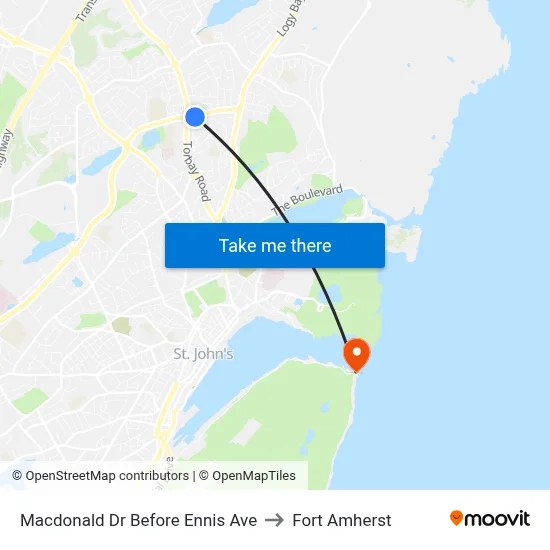 Macdonald Dr Before Ennis Ave to Fort Amherst map