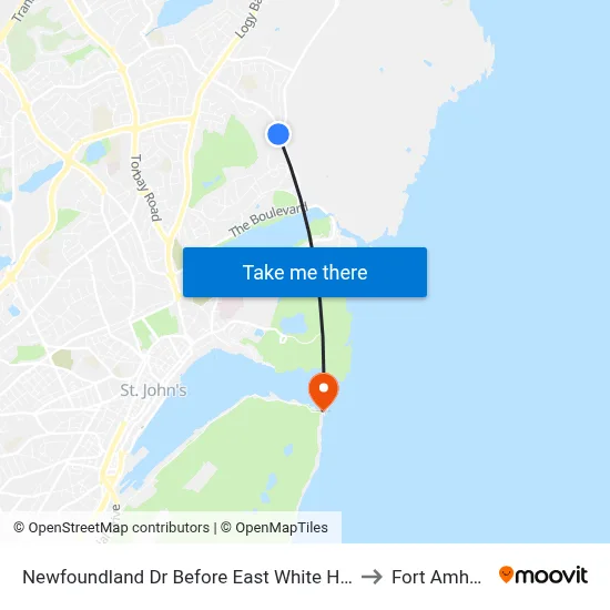 Newfoundland Dr Before East White Hills Rd to Fort Amherst map