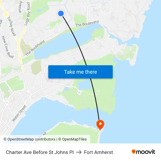 Charter Ave Before St Johns Pl to Fort Amherst map