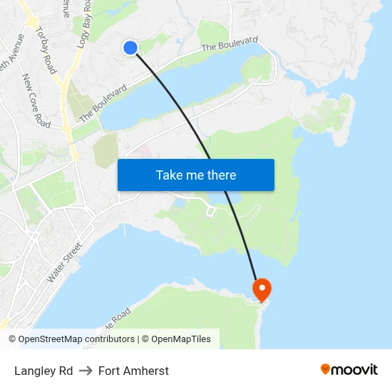 Langley Rd to Fort Amherst map