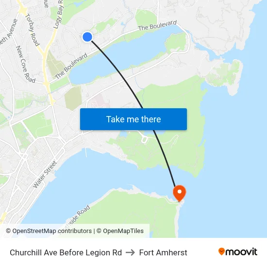 Churchill Ave Before Legion Rd to Fort Amherst map