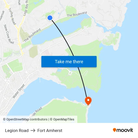 Legion Road to Fort Amherst map