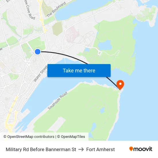 Military Rd Before Bannerman St to Fort Amherst map