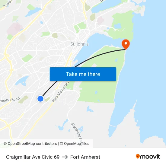 Craigmillar Ave Civic 69 to Fort Amherst map