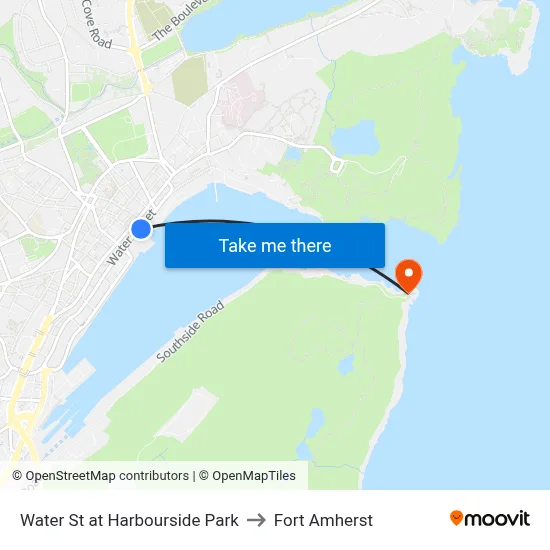 Water St at Harbourside Park to Fort Amherst map