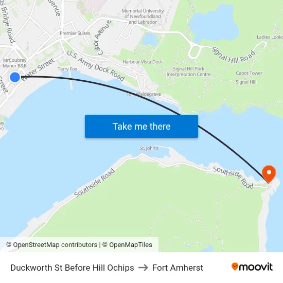 Duckworth St Before Hill Ochips to Fort Amherst map