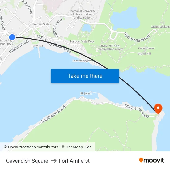 Cavendish Square to Fort Amherst map
