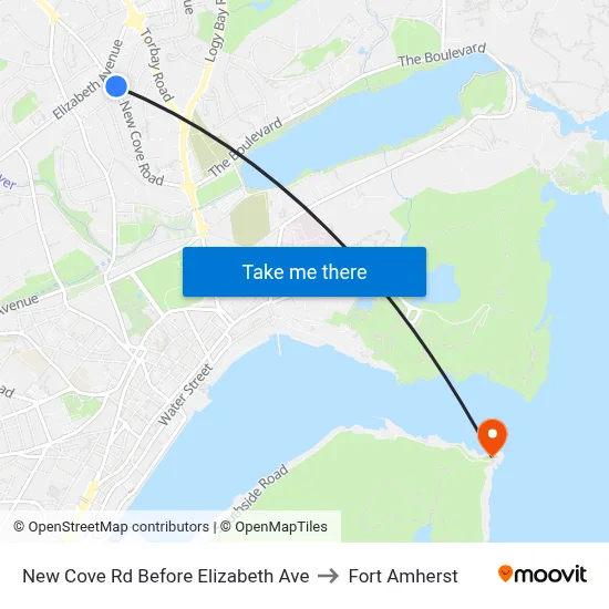 New Cove Rd Before Elizabeth Ave to Fort Amherst map
