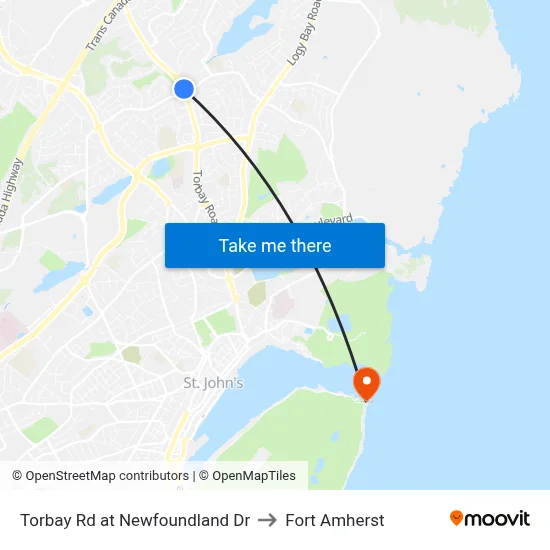 Torbay Rd at Newfoundland Dr to Fort Amherst map
