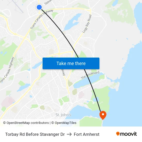 Torbay Rd Before Stavanger Dr to Fort Amherst map