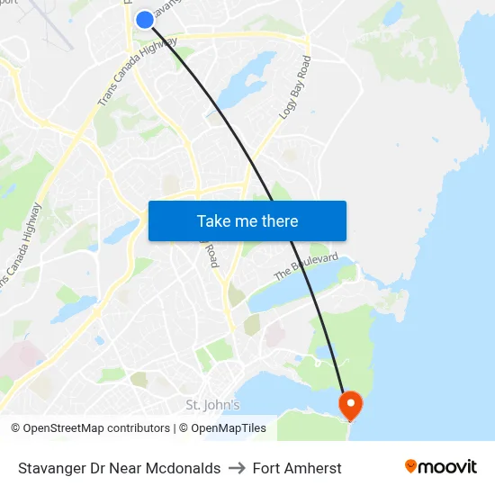 Stavanger Dr Near Mcdonalds to Fort Amherst map
