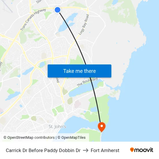 Carrick Dr Before Paddy Dobbin Dr to Fort Amherst map