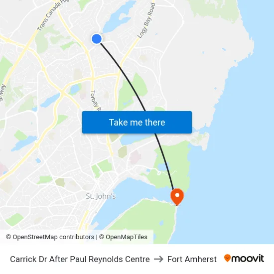 Carrick Dr After Paul Reynolds Centre to Fort Amherst map