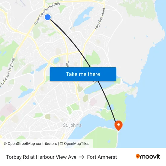 Torbay Rd at Harbour View Ave to Fort Amherst map