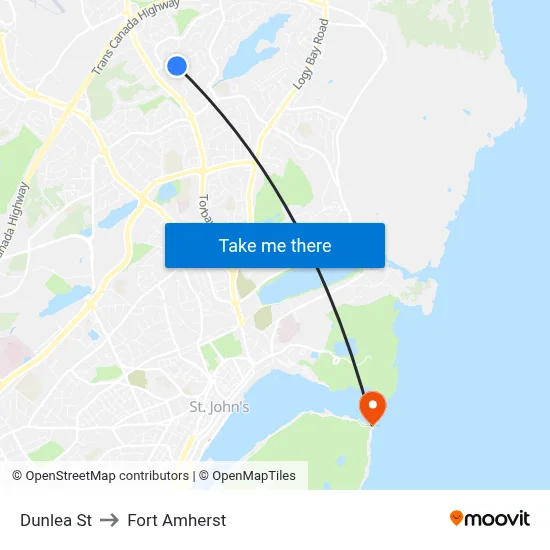 Dunlea St to Fort Amherst map