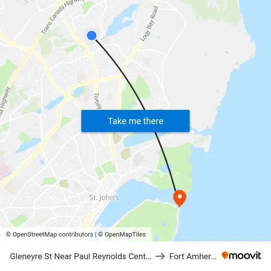 Gleneyre St Near Paul Reynolds Centre to Fort Amherst map