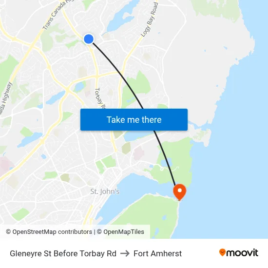 Gleneyre St Before Torbay Rd to Fort Amherst map