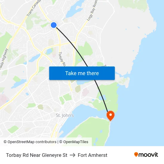 Torbay Rd Near Gleneyre St to Fort Amherst map