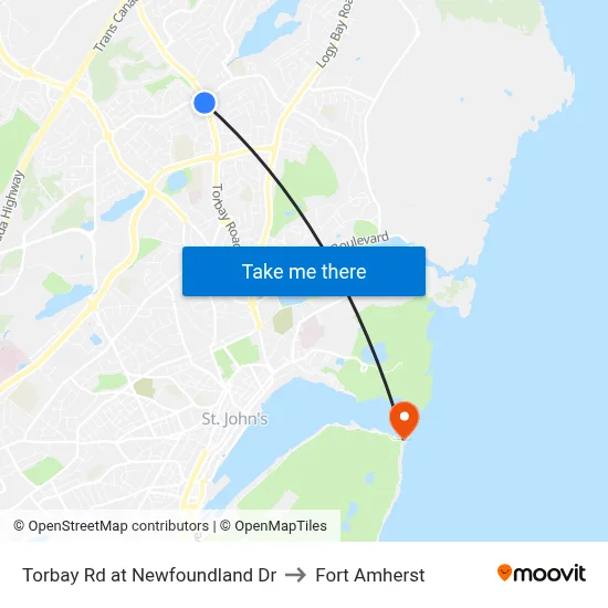 Torbay Rd at Newfoundland Dr to Fort Amherst map