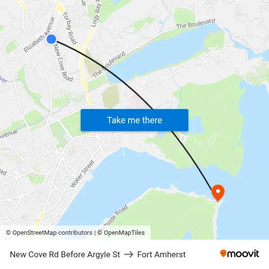 New Cove Rd Before Argyle St to Fort Amherst map