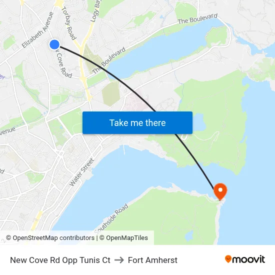 New Cove Rd Opp Tunis Ct to Fort Amherst map