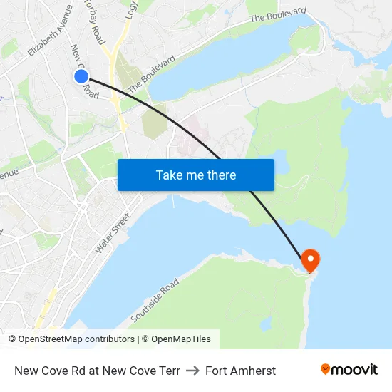 New Cove Rd at New Cove Terr to Fort Amherst map