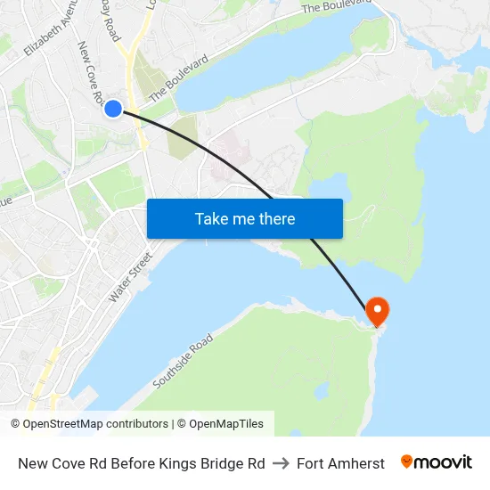 New Cove Rd Before Kings Bridge Rd to Fort Amherst map