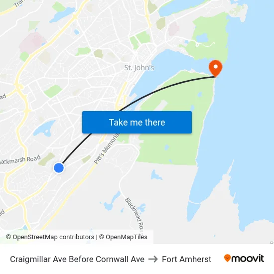 Craigmillar Ave Before Cornwall Ave to Fort Amherst map