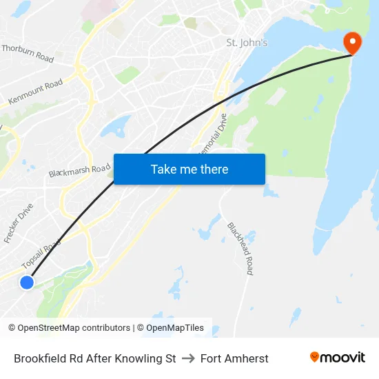 Brookfield Rd After Knowling St to Fort Amherst map