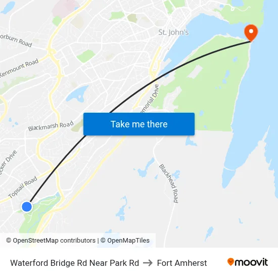 Waterford Bridge Rd Near Park Rd to Fort Amherst map