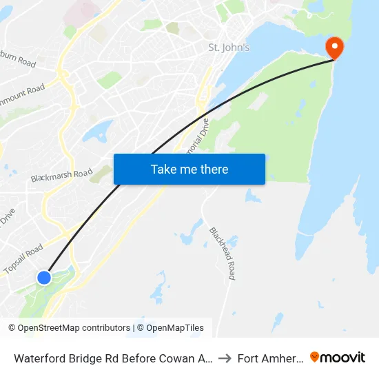 Waterford Bridge Rd Before Cowan Ave to Fort Amherst map