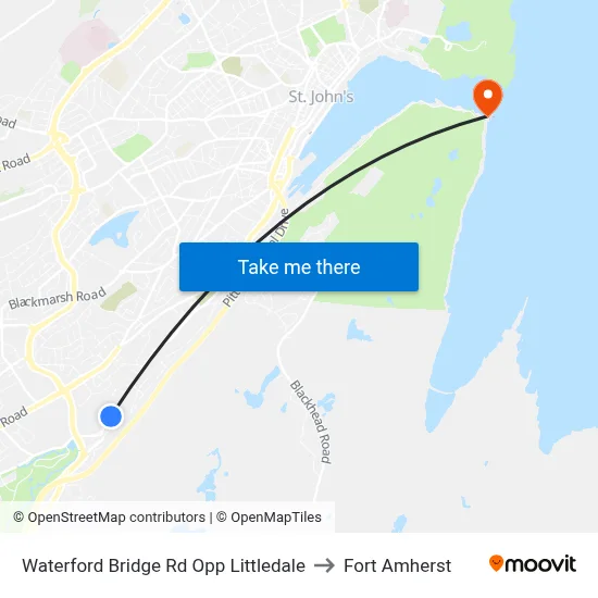 Waterford Bridge Rd Opp Littledale to Fort Amherst map