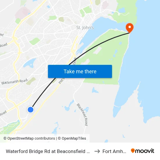 Waterford Bridge Rd at Beaconsfield School to Fort Amherst map