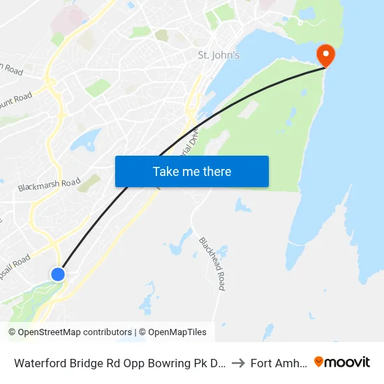 Waterford Bridge Rd Opp Bowring Pk Duck Pond to Fort Amherst map