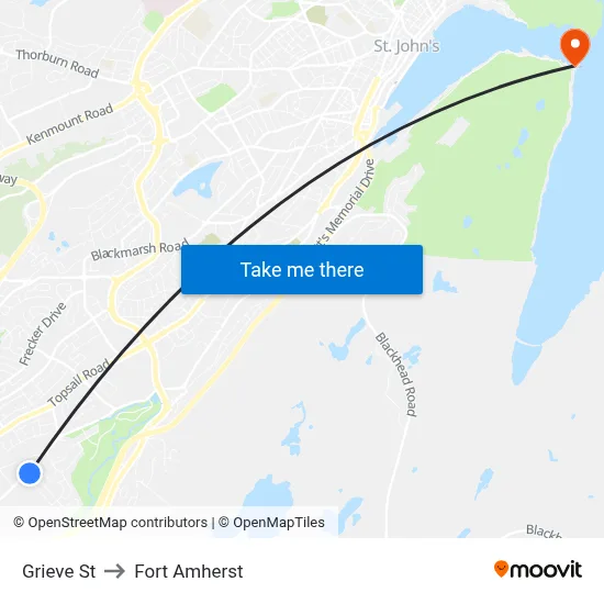 Grieve St to Fort Amherst map