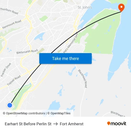 Earhart St Before Perlin St to Fort Amherst map