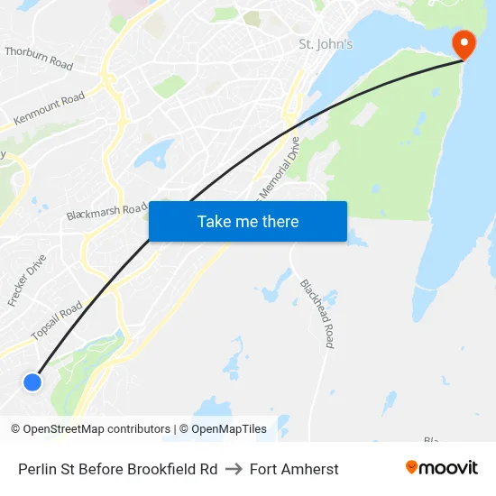 Perlin St Before Brookfield Rd to Fort Amherst map